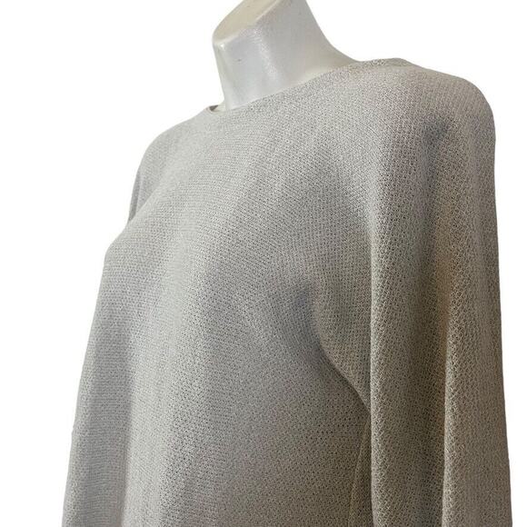 Terra SJ Apparel Womens Light Gray 100% Linen Knit Summer Sweater Lagenlook M - Picture 8 of 16